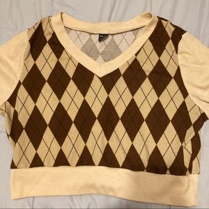 Brown and light brown crop top